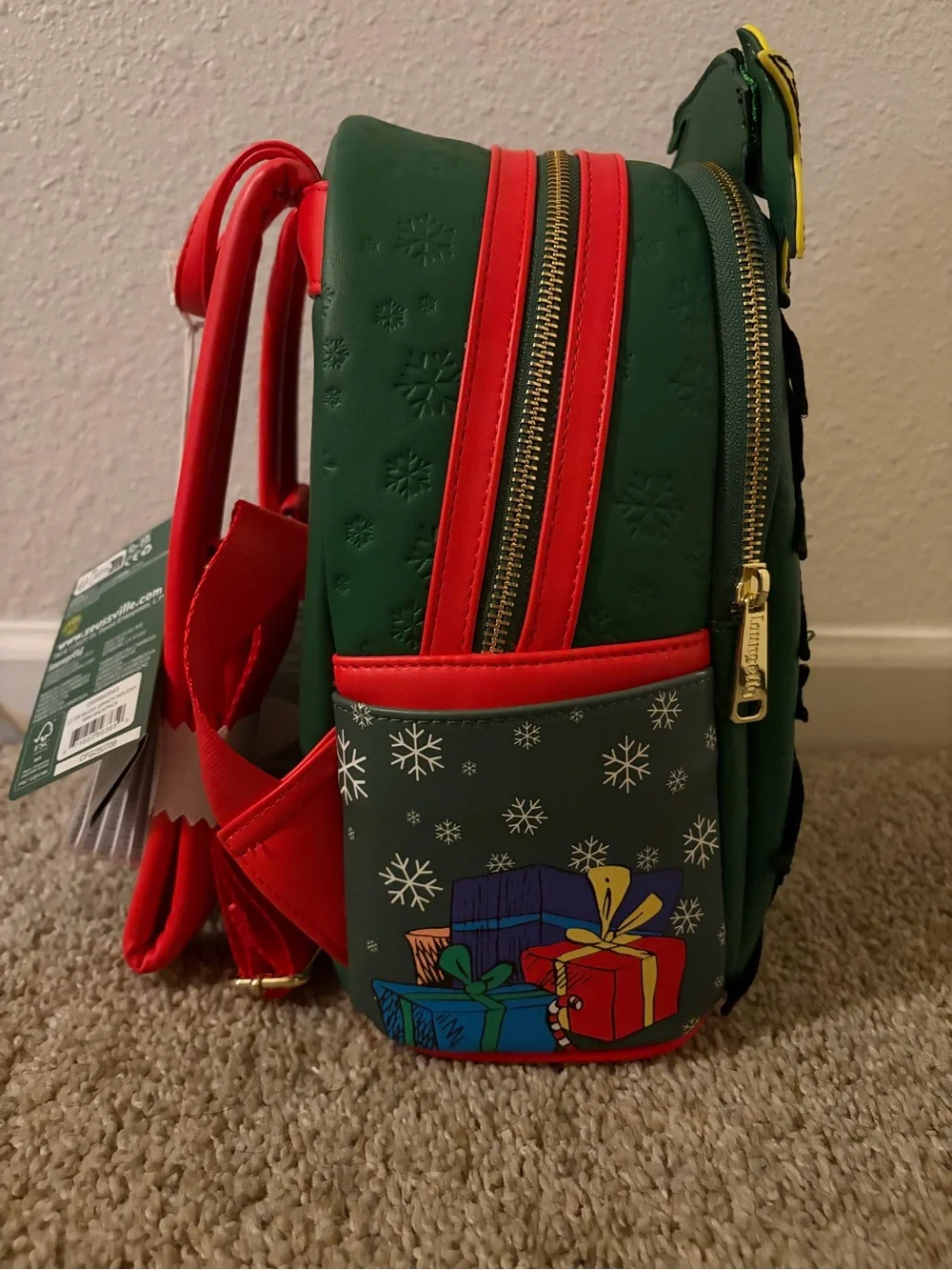 Loungefly Dr. Seuss Grinch Green Holiday Mini Backpack NWT Light Up Tree